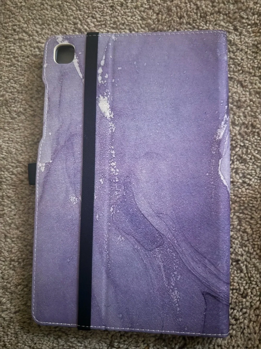 Purple Marble Tablet Folio Case with Black Elastic Strap